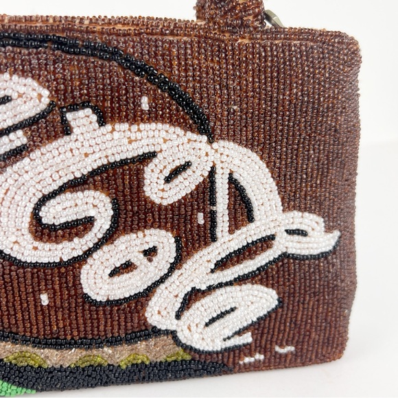 VTG 1990’s Coca Cola Soda Beaded Handbag Purse Beaded Handles Zip Closure - Picture 5 of 13